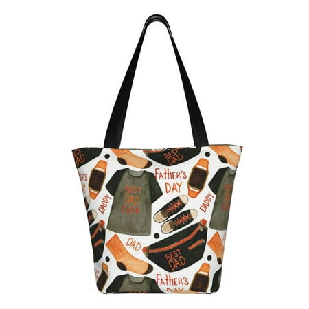 Women S Casual Fashion Shoulder Shopping Bag Girls Lightweight Simple Hand Bag Watercolor Pattern Dad T Shirt Socks