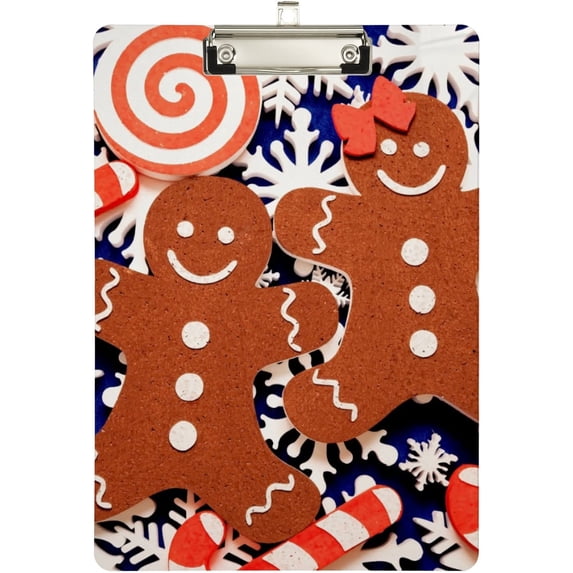 FMSHPON Christmas Gingerbread Lollipop Candy Clipboard Hardboard Wood Nursing Clip Board and Pull for Standard A4 Letter 13x9 inches