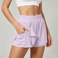 thumbnail image 6 of KHONTS Women's 2-in-1 Athletic Shorts High Waist Running Short with Pockets Sporty Shorts Gym Workout Shorts Purple S, 6 of 9