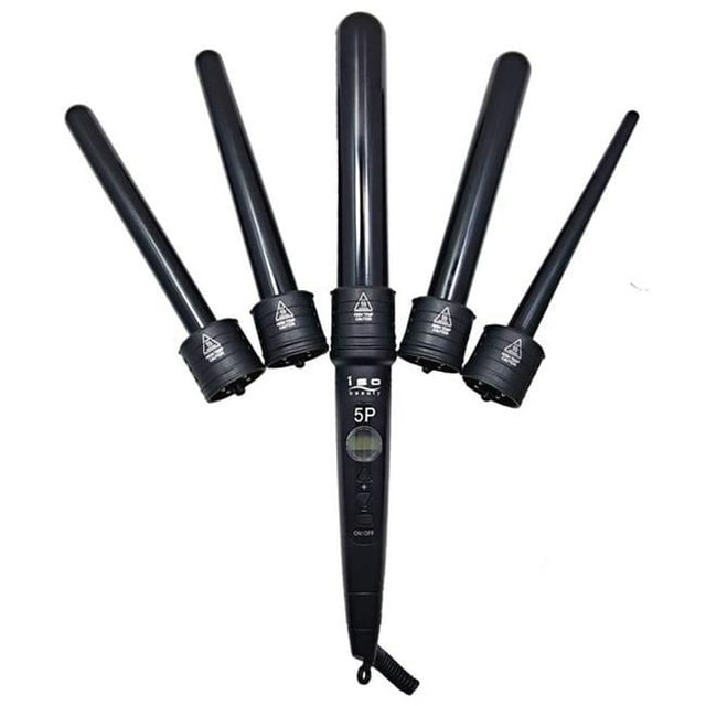 ISO Beauty The 5P 5-in-1 Digital Pro Interchangeable Ceramic Curling Wand Set - Black
