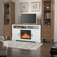thumbnail image 5 of Moifoi TV Stand Fireplace for TVs up to 60", TV Stand w/ 23" Indoor Electric Fireplace & Wooden Storage Cabinet, Adjustable LED Flame, Pearl Whit, 5 of 14