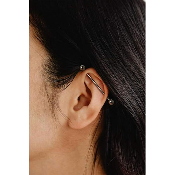 GHRTGR-G23 Titanium Industrial Piercing Jewelry 14G Industrial Barbell Earrings CZ Bar Piercing Jewelry 1 1/2"
