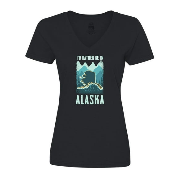 Inktastic Alaskan Rather be in Alaska Women's V-Neck T-Shirt