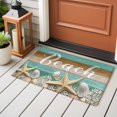 thumbnail image 5 of Ocean Beach Washable Small Entryway Area Rugs 2'x3', Starfish Shell Coral Teal Brown Ombre Wood Grain Low Pile Throw Rug Non-Slip Sturdy Edge Binding Carpet for Front Door Floor Room Entry, 5 of 9