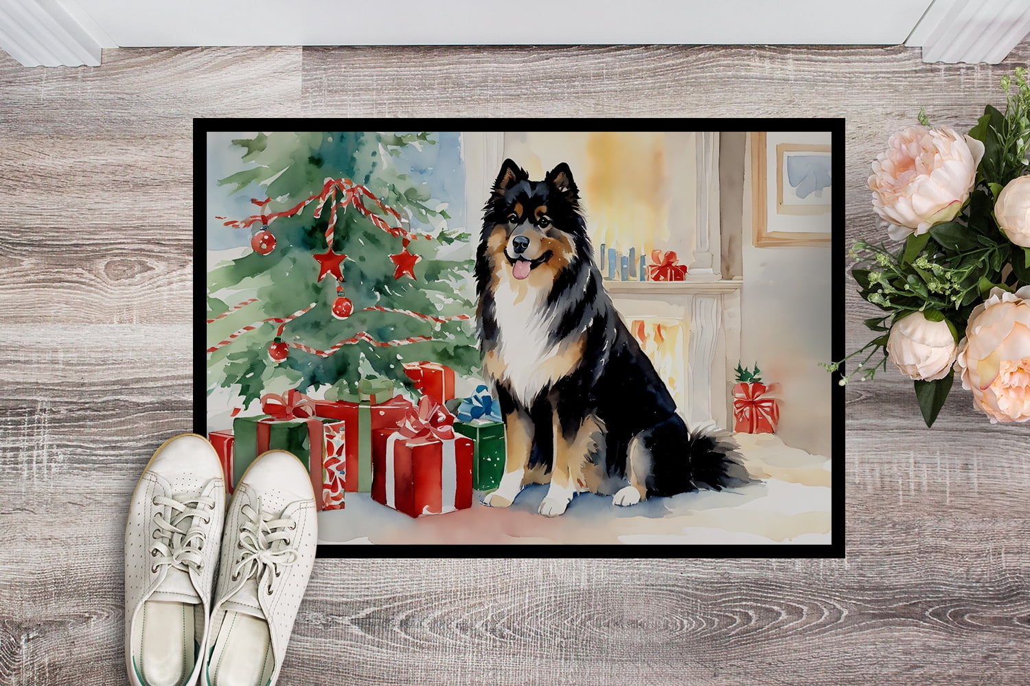 Carolines Treasures DAC2655MAT 0.15 x 18 x 27 in. Finnish Lapphund Cozy Christmas Doormat