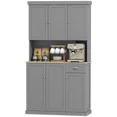 thumbnail image 4 of LiviNest Kitchen Pantry Storage Cabinet: Modern Farmhouse Coffee Bar Cabinet with Adjustable Shelves & Cable Management - Rustic Gray Kitchen Storage Unit for Small Spaces & Coffee Enthusiasts, 4 of 6