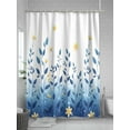thumbnail image 5 of Fsddascl Blue Ombre Eucalyptus Shower Curtain Set - 48" x 72" Washable Bathtub Curtain with 12 Hooks, Elegant Yellow Floral Botanical Waterproof Fabric Stall Shower Curtains for Bathroom/Bathtub, 5 of 6