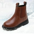 thumbnail image 4 of CYRBOKO Girls Riding Boots, Leather Winter Lug Sole Thermal Chelsea Boots Brown Size 1 (Big Kids), 4 of 8