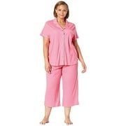 Karen Neuburger Short-Sleeve Girlfriend Crop Pajama Set PJ, Petite Geo Pink, MD (Women's 10-12)