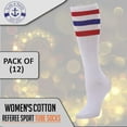 thumbnail image 7 of 12 Pack of Yacht & Smith 26 Inch Wholesale Women's Tube Socks, Women's Cotton Referee Sport Socks Size 9-11 (White W/Stripes, 12), 7 of 7