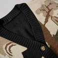 thumbnail image 3 of Odeerbi Cardigan Sweaters For Men Fall Winter Sweaters Button V-Neck Print Knit Top Jacket Black, 3 of 7