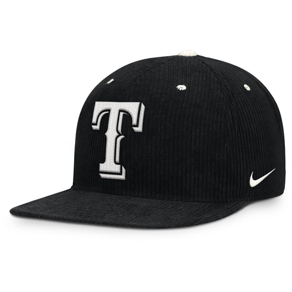 Men's Nike  Black Texas Rangers Pro Corduroy Structured Snapback Hat