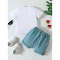 thumbnail image 3 of Bagilaanoe 2pcs Newborn Baby Boy Short Pants Set Short Sleeve Letter Print T Shirt Tops + Shorts 3M 6M 12M 18M 24M Infant Casual Summer Outfits, 3 of 8