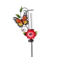 thumbnail image 3 of 36"H Solar Rain Gauge Garden Stake with Red Flower, Monarch Butterfly, 3 of 3