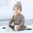 thumbnail image 4 of Lovskoo Boys and Girls Outfits Baby Infant 0-4 Years Keep Warm Sweater Long Sleeve Tops Pants Hats Solid Color Clothes Three Set Gray, 4 of 9