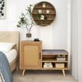 thumbnail image 2 of Costway 2-in-1 Rattan Shoe Cabinet with Bench 3 Adjustable Shelves & Solid Pine Wood Legs, 2 of 10