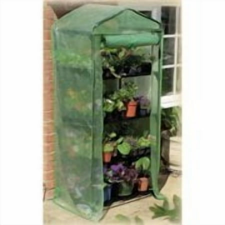 Gardman 24” x 18” x 63” Mini Greenhouse, 4 Shelves, Roll-Up Zippered Doors, Tool-Free Assembly