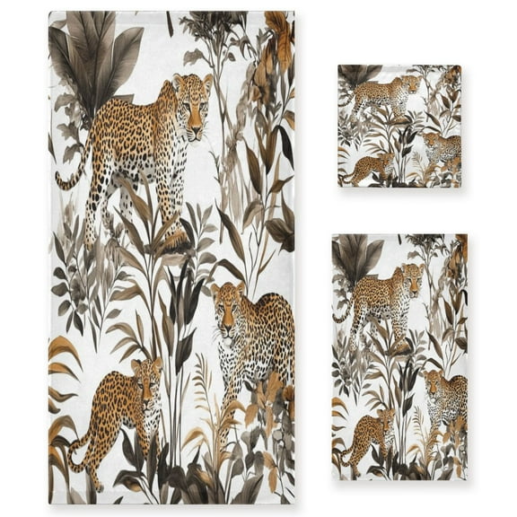 Three-Piece Towel Set Face Towel Towel Set Hand Towel Bath Towel Cotton Bath Towels Bath Towel Sets Hand Bath Towels Leopards
