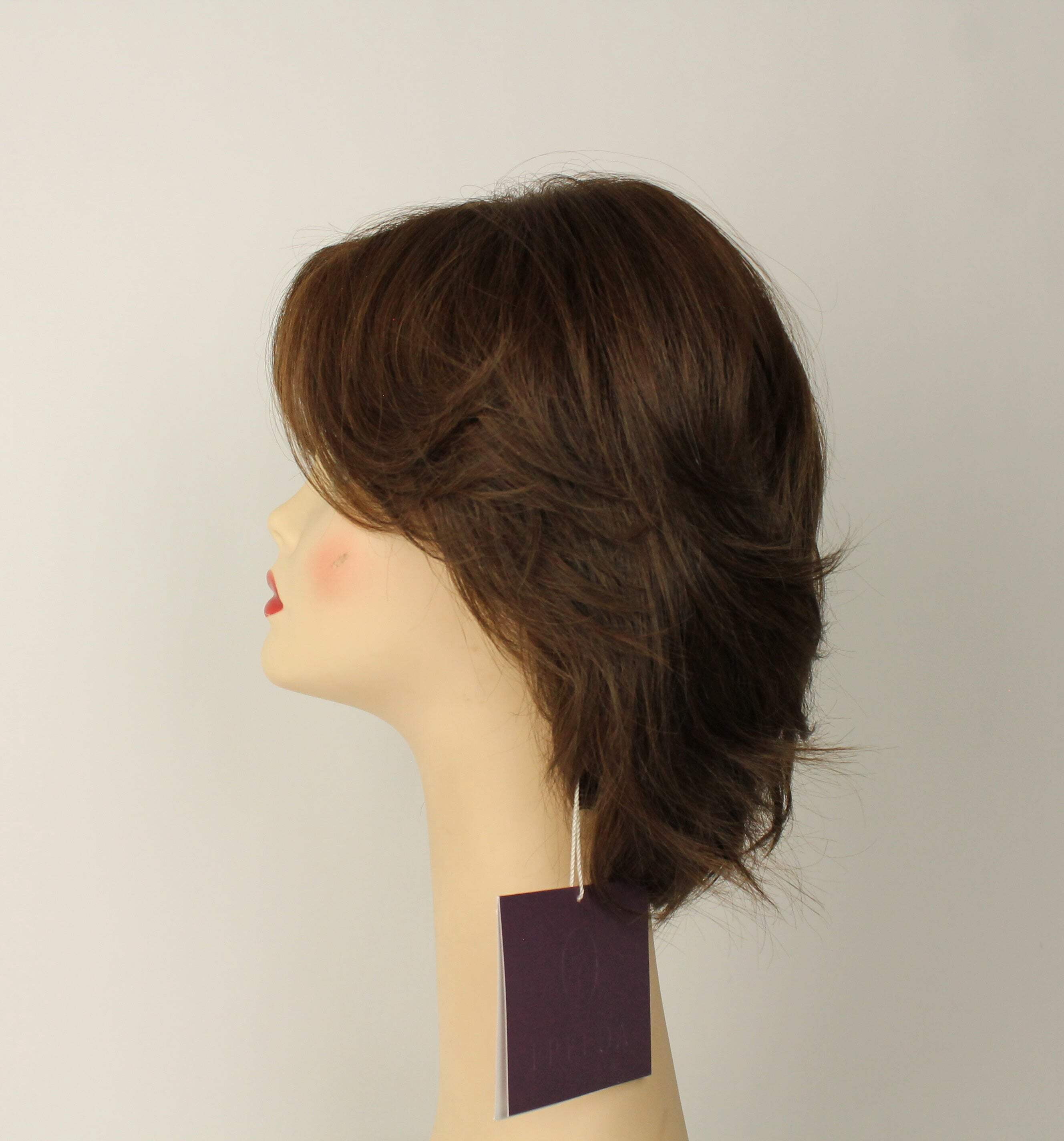 European Human Hair Freeda Wig Olivia 2000 Multi-Directional Skin Top Brown With Reddish Highlights Size M