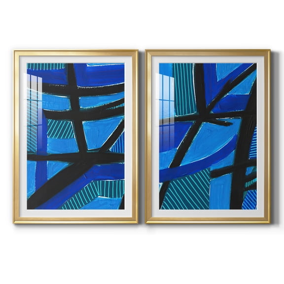 Wexford Home Involved Blues I Premium Framed Print, 30.5" x 42.5" - Ready to Hang, Gold (Set of 2)