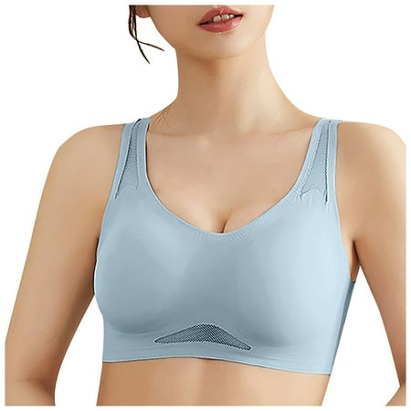 Zshosam Women s Wireless Bra with Seamless Smooth Comfort Wirefree T Shirt Bra(Blue XXL)