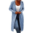 thumbnail image 2 of Usmixi Sweater Coats for Women Hooded Cardigan for Women Long Sleeve Loose Winter Cozy Knitted Sweater Coats Casual Solid Open Front Mid Length Sweater Cardigan, 2 of 6