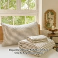 thumbnail image 3 of Tan Gingham Queen Quilt Set, Soft Pre-washed Microfiber Taupe Plaid Queen Bedspread, Lightweight Checked Summer Quilt, Grid Bedding Coverlets for All Seasons (Includes 1 Quilt, 2 Pillow Shams), 3 of 7