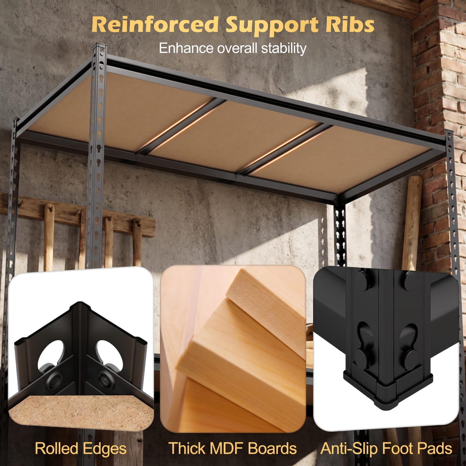 Biotree 5-Tier Metal Shelving Unit 2200 lbs Capacity with Adjustable Shelves 30" × 12" × 60" for Warehouse Basement, Black