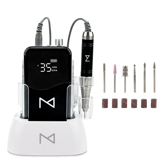 M - Professional 2 in 1 Cordless Rechargeable & Desktop Portable 35000 RPM HD Display Coreless Motor Acetone Resistant Manicure E File Nail Drill Machine
