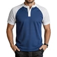 thumbnail image 2 of Umfun Men Short Sleeve Raglan Waffle Henley Shirt Color Block Two Tone with Three Button Placket Soft Breathable for Casual Daily Streetwear, 2 of 9