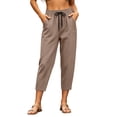 thumbnail image 2 of Xdegoge Women Capri Pants Casual Elastic Waist Drawstring Loose Fit Cropped Trousers with Pockets Lightweight Comfy Summer Beach Vacation Bottoms, 2 of 7