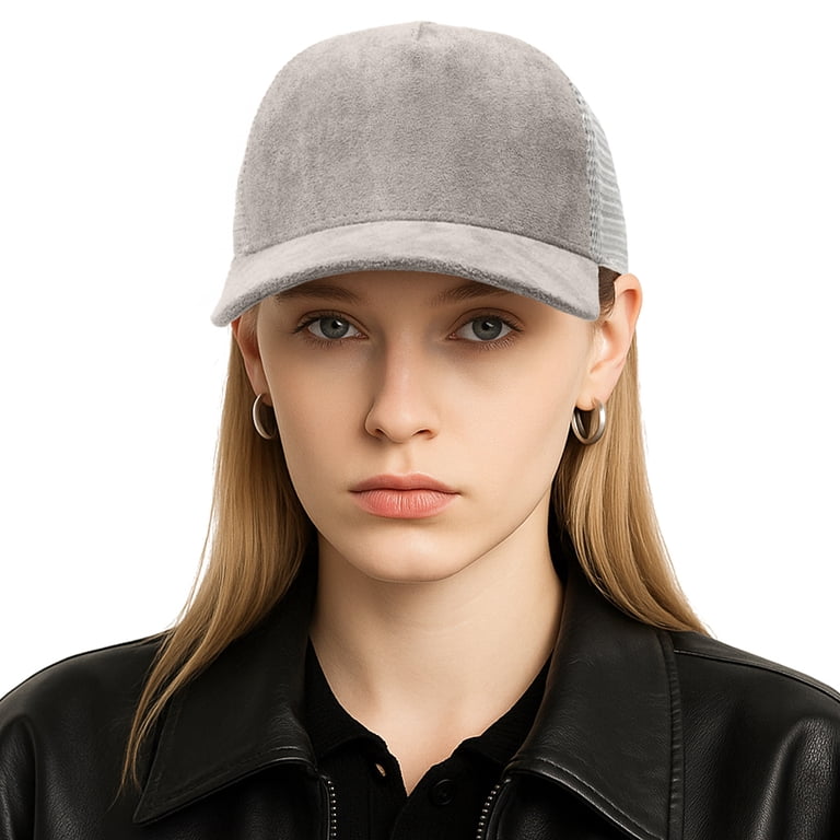 TOPTIE Suede Mesh Baseball Cap, Breathable Snapback Trucker Cap, 5