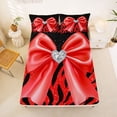 thumbnail image 3 of spefrowx Glitter Zebra Red Bow Print King Sheets for Women, Starry Gem Love Heart Bedding, 4-Piece, 1 Flat Sheet, 1 Fitted Sheet and 2 Pillowcases, 3 of 6