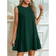 thumbnail image 4 of Womens Cute Dress A-Line Round Neck Dress Sleeveless Dark Green S, 4 of 6