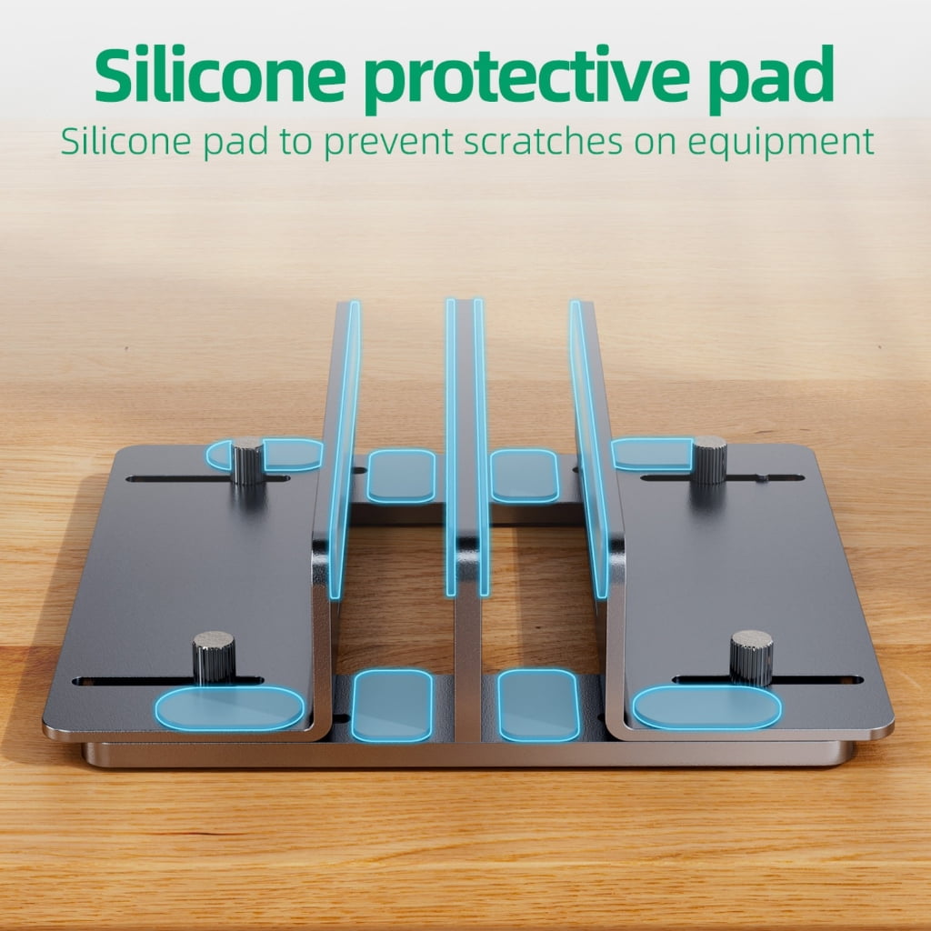 Adjustable Vertical Laptop Stand for Desk, Space Efficient Aluminum Notebook Holder for Multiple Devices