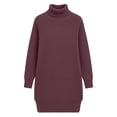 thumbnail image 6 of Karymi Summer Dresses for Women Turtleneck Sweater Dress, Long Sleeve Oversized Loose Fit Side Split Hem Warm Casual Shift Dresses, 6 of 6