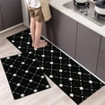 thumbnail image 3 of Hgallory Polkadot Polyester Floor Mats 2-Piece Set with 16"x24" 1PC + 16"x47" 1PC, Non-Slip Bath Rug Floor Mats for Entrance Bathroom Kitchen, Modern Style Home Decor, 2PC, Set of 2, Black, 3 of 8