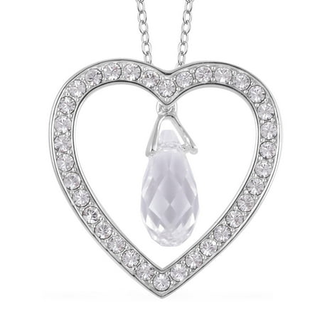 From the Valentine Heart White Made with Swarovski Crystal Valentine Heart Teardrop Pendant Necklace 925 Sterling Silver in 14K Rose Gold Plated 18