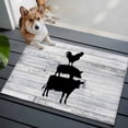 thumbnail image 3 of 2x3 Ft Entryway Area Rug, Farmhouse Wooden Grain Kitchen Rug Runner Washable Floor Mat, Vintage Country Cow Pig Chicken Grey Non Slip Indoor Door Mat Throw Carpet for Bathroom Living Room Bedroom, 3 of 8