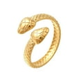 thumbnail image 2 of 10pcs 304 Stainless Steel Double Snake Open Cuff Rings Real 18K golden Plated Inner Diameter: 17mm, 2 of 3