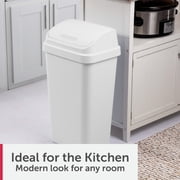 Sterilite Kitchen Trash Can, 13 Gallon Plastic Garbage Bin with Swing Top Lid, White