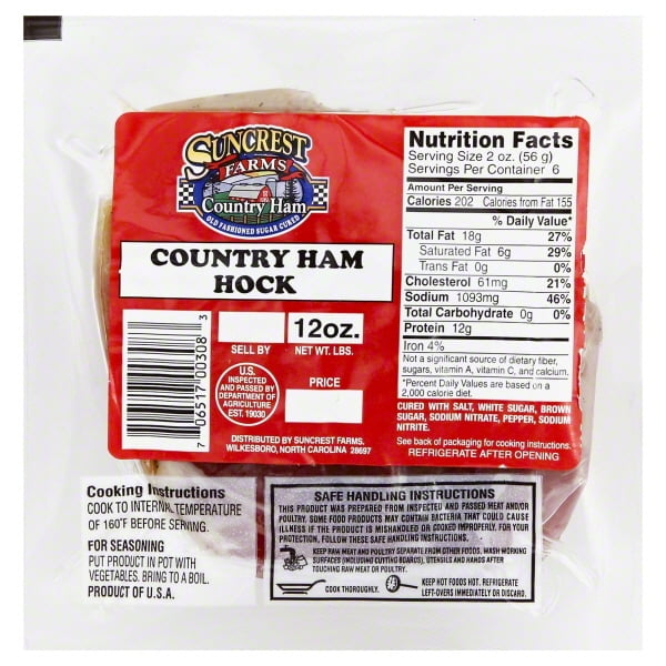 Suncrest Farms Country Ham Hock 12oz Walmart Com Walmart Com