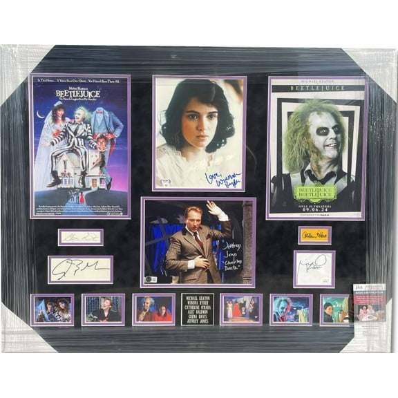 Beetlejuice Signed Cast Cuts Photos Keaton Ryder O'Hara Baldwin  2 Framed JSA