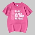 thumbnail image 2 of Gubotare Big Girls Shirts Girls Shirt Puff Sleeves Loose Crewneck Summer Blouse Tee Tops Size 11-12 (Pink,11-12 Years), 2 of 5