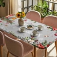 thumbnail image 3 of Merry Christmas Table Cloths for 6 Foot Rectangle Tables, Poinsettia Xmas Tree Snowflake Winter Patio Waterproof Elastic Fitted Tablecloths, Washable Rectangular Table Cover for Camping, 3 of 8