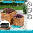thumbnail image 3 of Sunnydaze Assorted Square Light Brown Acacia Wood Planter Box with Liner 2-Count, 3 of 7