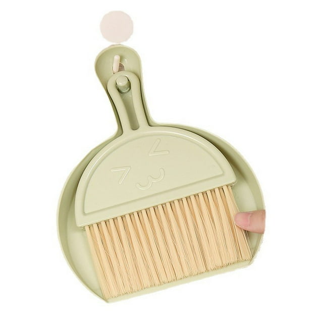 DEBGFS Mini Broom and Dustpan Set Cute Dustpan and Brush Set Whisk Broom and Dustpan Set Small Broom and Dustpan Set for Desk Home Kitchen Necessities Small Dust pan and Brush Set,green