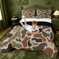 thumbnail image 3 of meiyoeat Hunting Camo Animal Full Size Comforter Sets For Adult,Jungle Wildlife Deer Bear Bedding Comforter Set For Kids,Black Reversible,3Pcs, 3 of 7