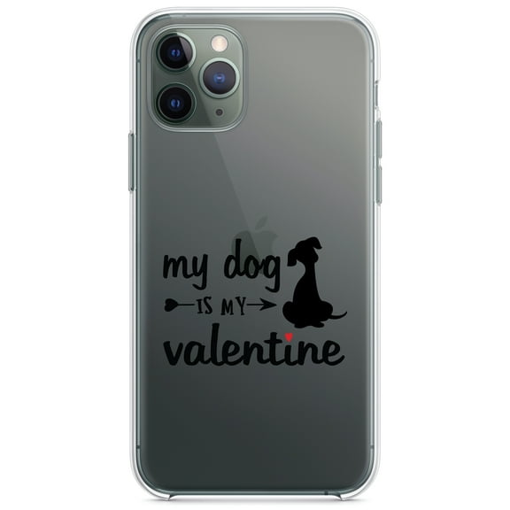 DistinctInk Clear Shockproof Hybrid Case for iPhone 11 (6.1" Screen) - TPU Bumper Acrylic Back Tempered Glass Screen Protector - My Dog is My Valentine