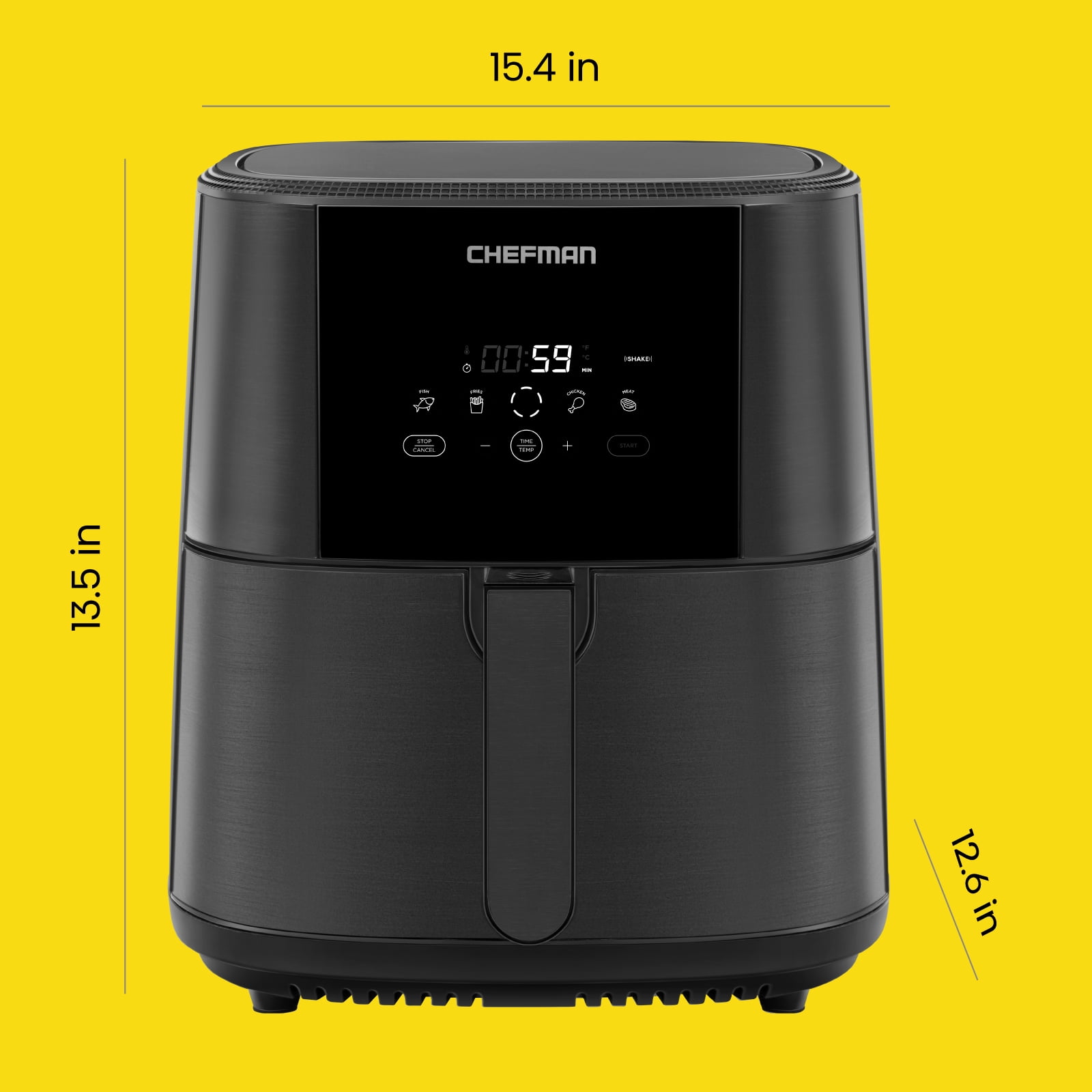 Chefman Air Fryer 8 Qt with Probe Thermometer, 8 Preset Functions, 1-Touch  Digital Display Compact Cooker, Extra Large Nonstick Square Air Fryer